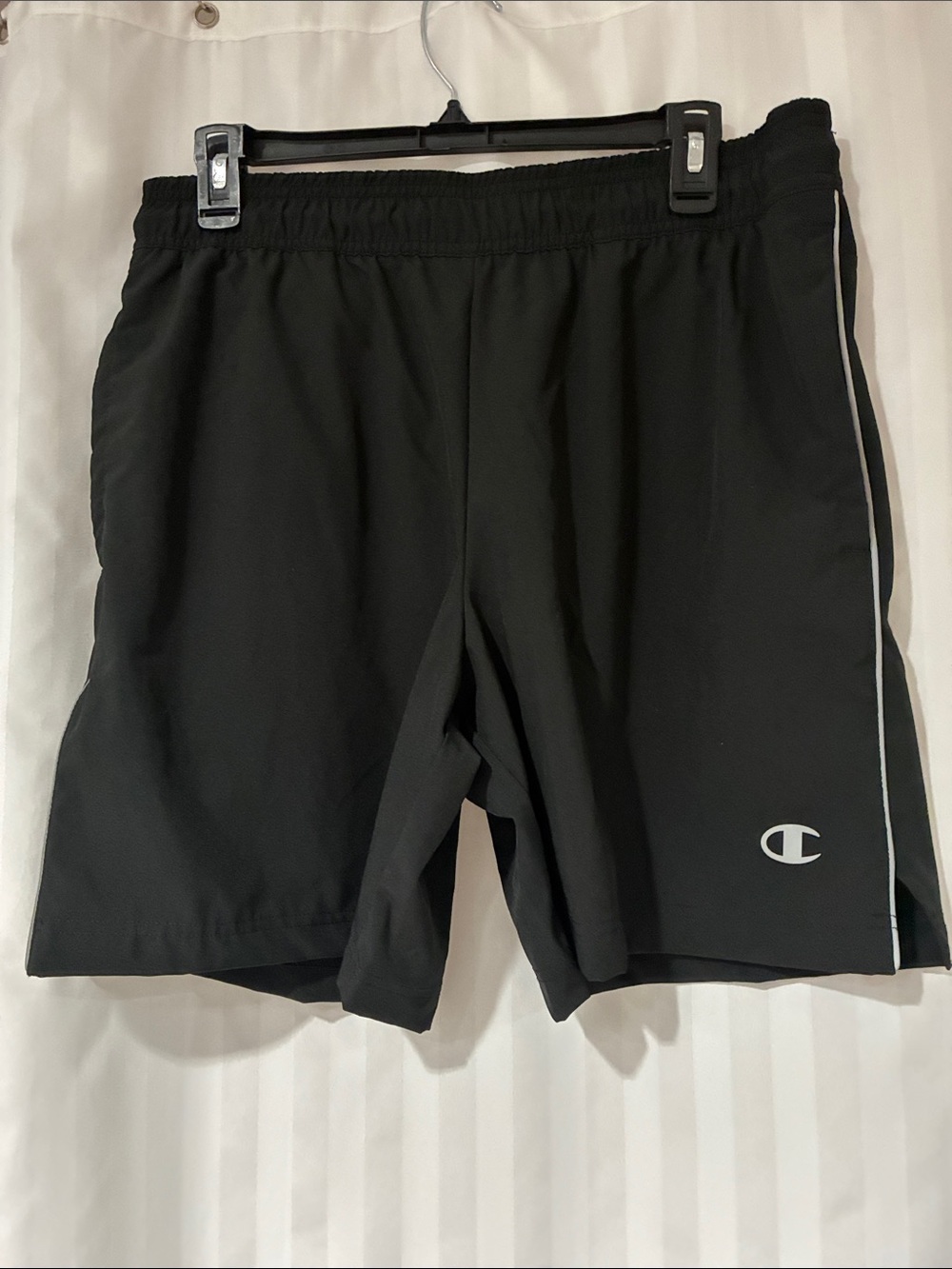 Champion Black Men's Athletic Shorts with Grey Side Piping
